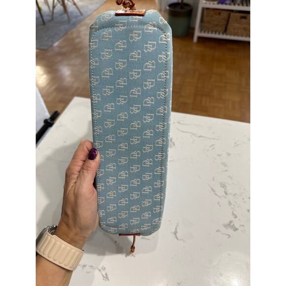 Vintage Y2K Dooney & Bourke Baby Blue Canvas and Leather Tassel Bag, EUC - Picture 2 of 9